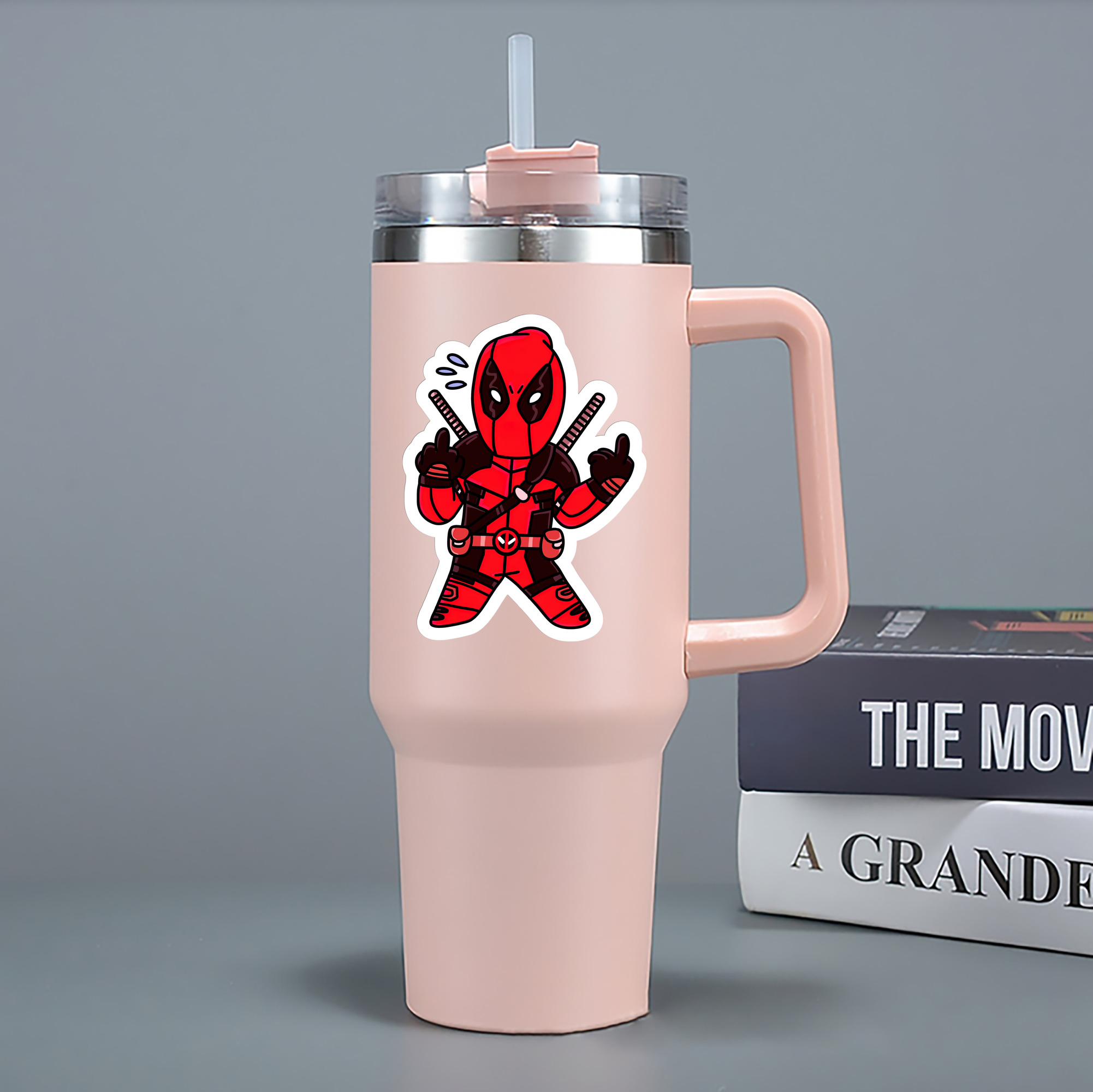 （画像用） Deadpool デッドプール 1200mL車用タンブラー - クリスタルステッカー（プラスチックストロー付き）